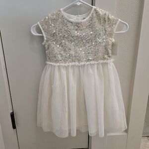 Oshkosh Sequin White Ivory Gold Dress 4T